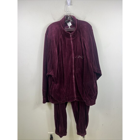 Sean John Track Suit Mens 2XL Burgundy Velour Hip Hop Jogger Athleisure Y2K - Picture 1 of 13